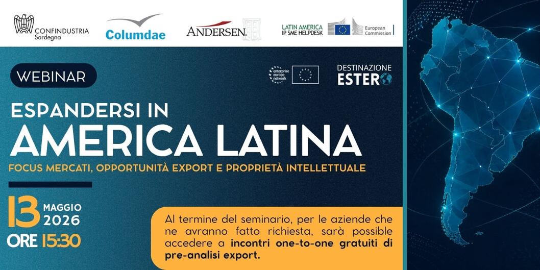 WEBINAR | Espandersi in America Latina: focus mercati, opportunità export e proprietà intellettuale